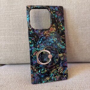 Flaunt Square Abalone Shell iPhone 15 Pro Case + Phone Ring
